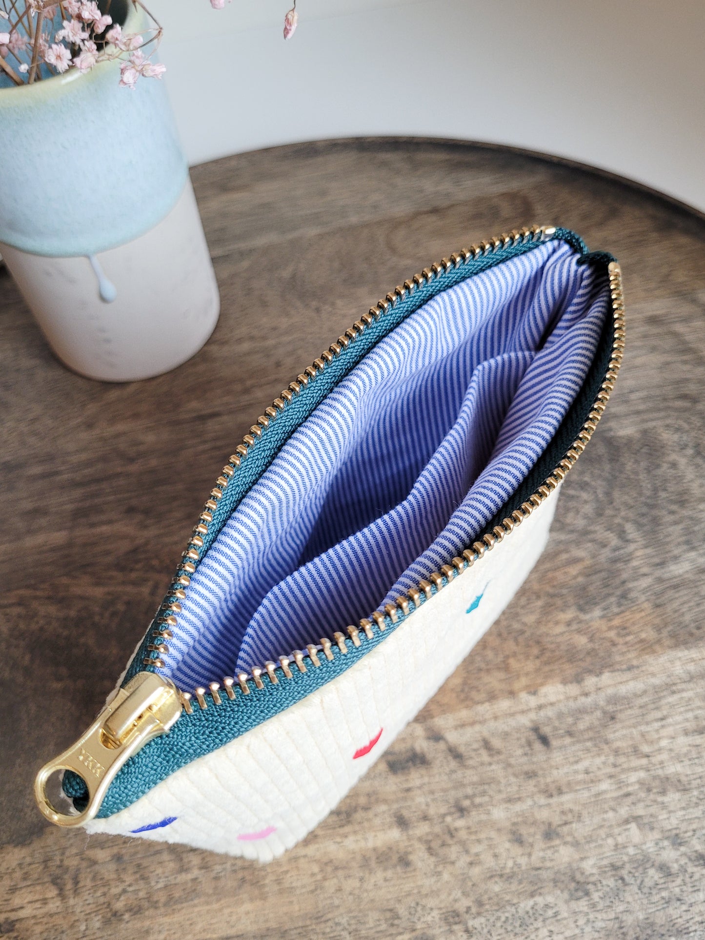 Kosmetiktasche mit bunten Herzen mit Zipper - Größe 15x10 cm