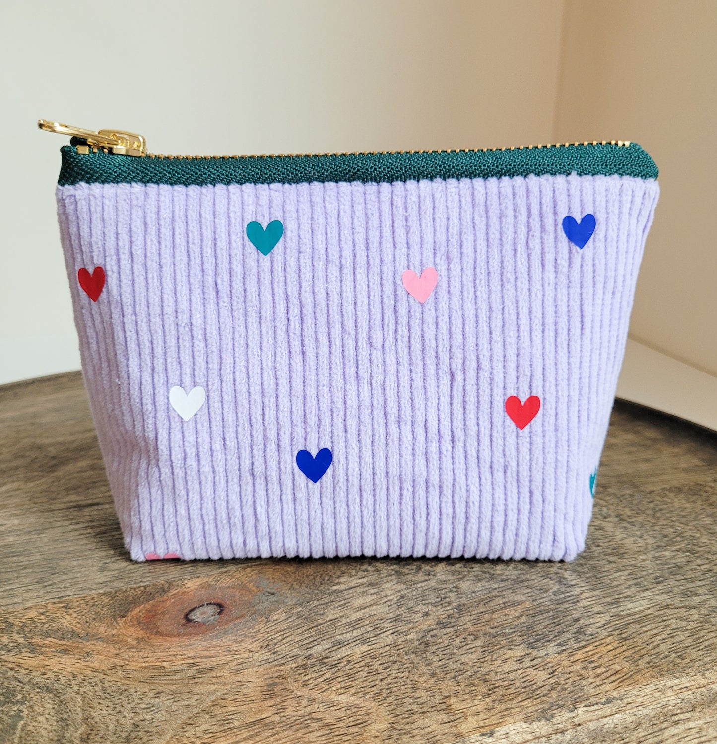 Kosmetiktasche mit bunten Herzen mit Zipper - Größe 15x10 cm