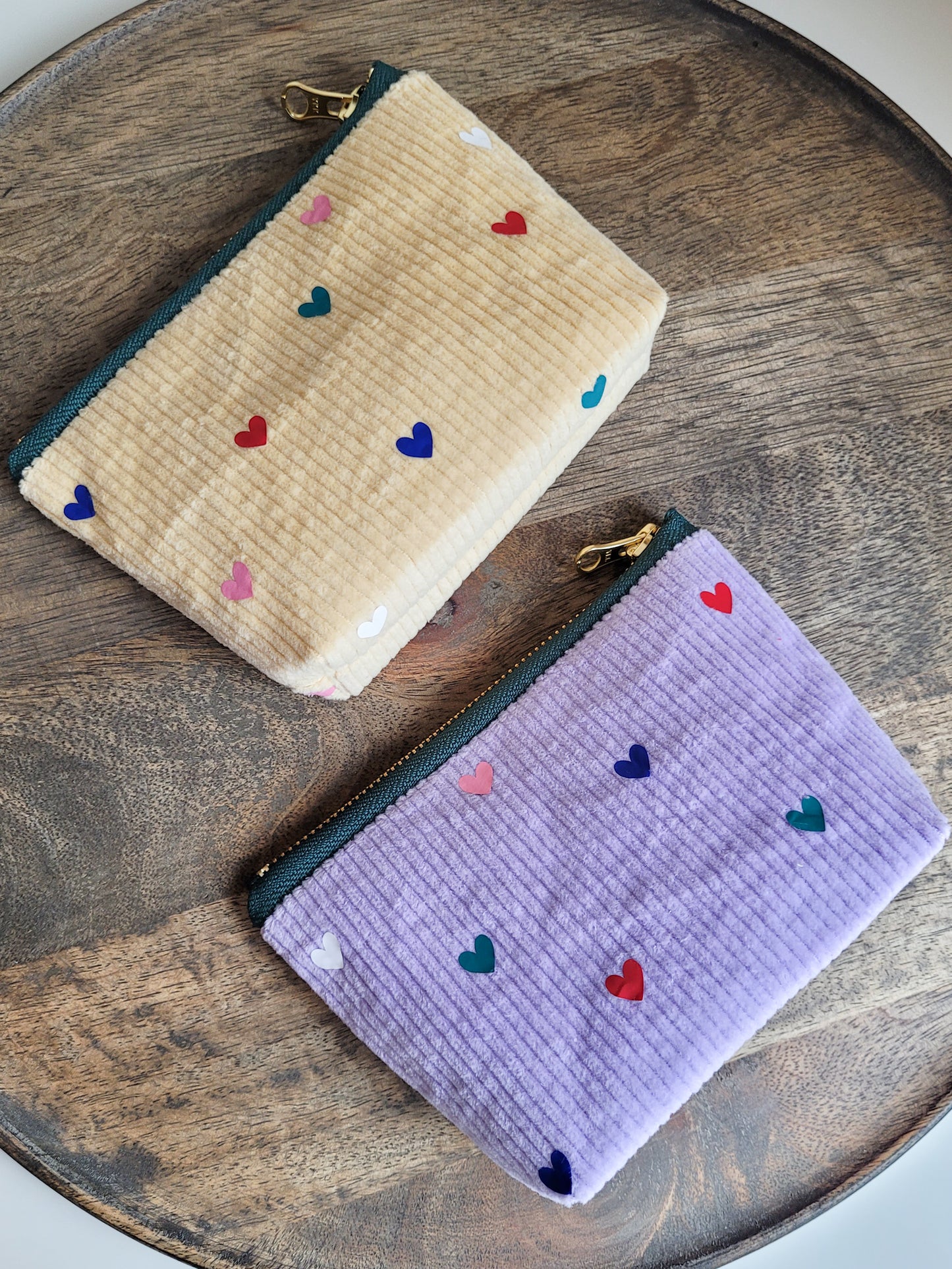 Kosmetiktasche mit bunten Herzen mit Zipper - Größe 15x10 cm