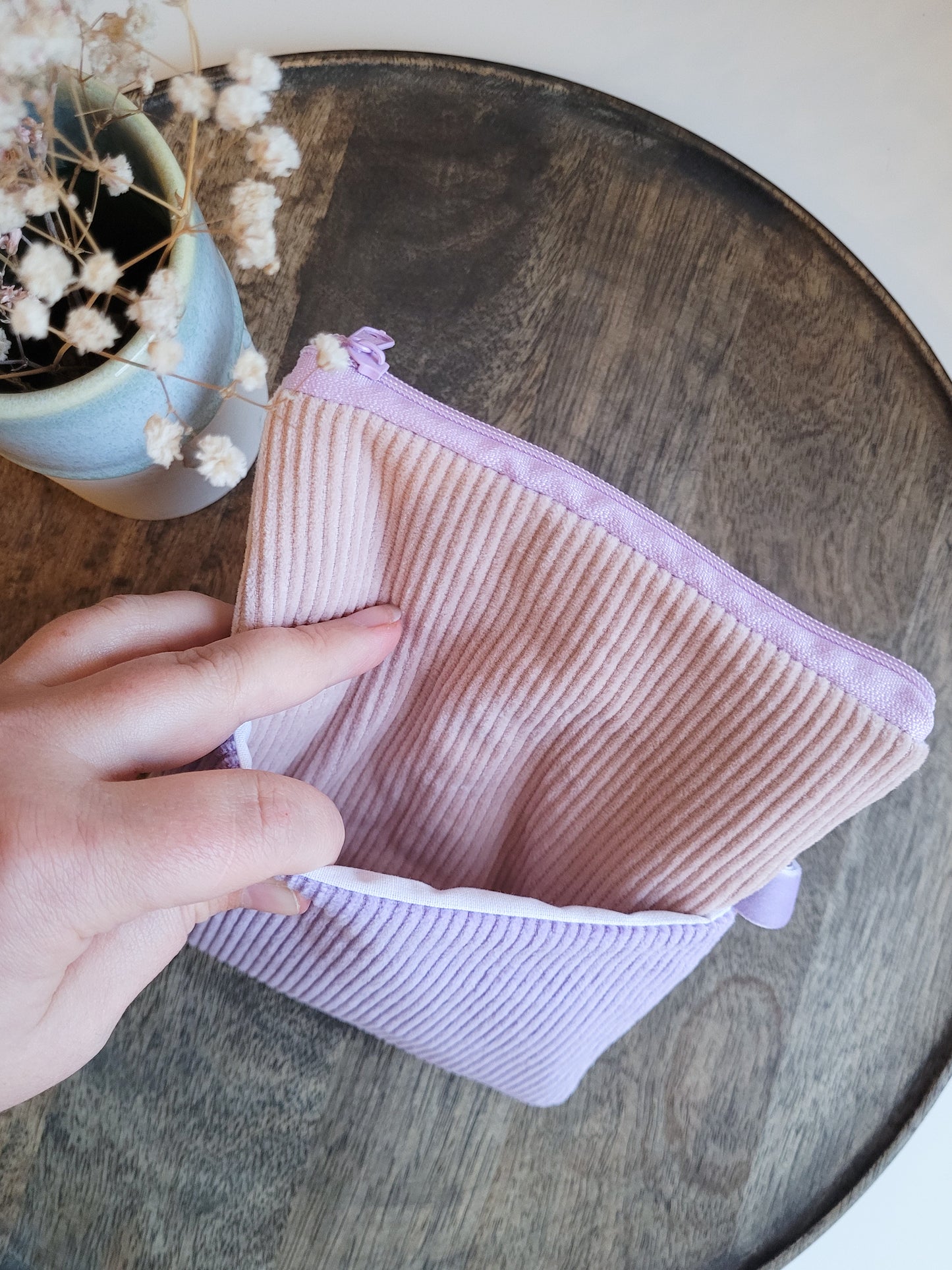 E-Reader Tasche aus Cord in Rosa & Lila, E-Book Hülle