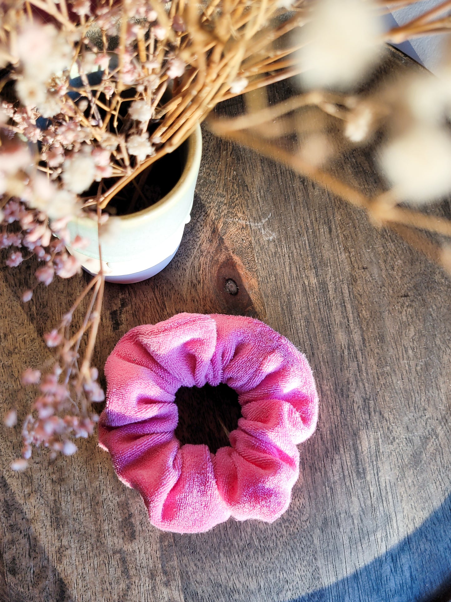Frottee Scrunchies in Grün und Pink - mini und Groß