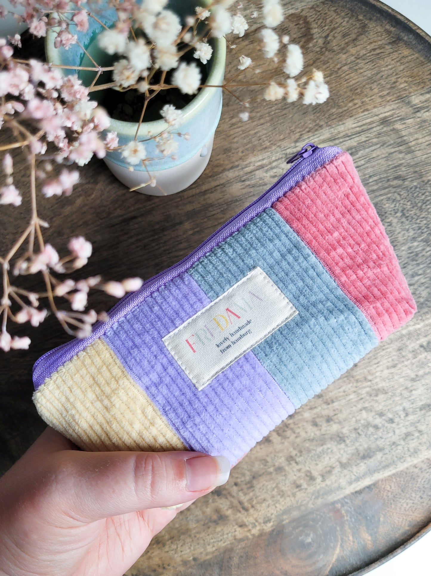 Retro Brillenetui aus Cordstoff in 4 Farben mit Zipper