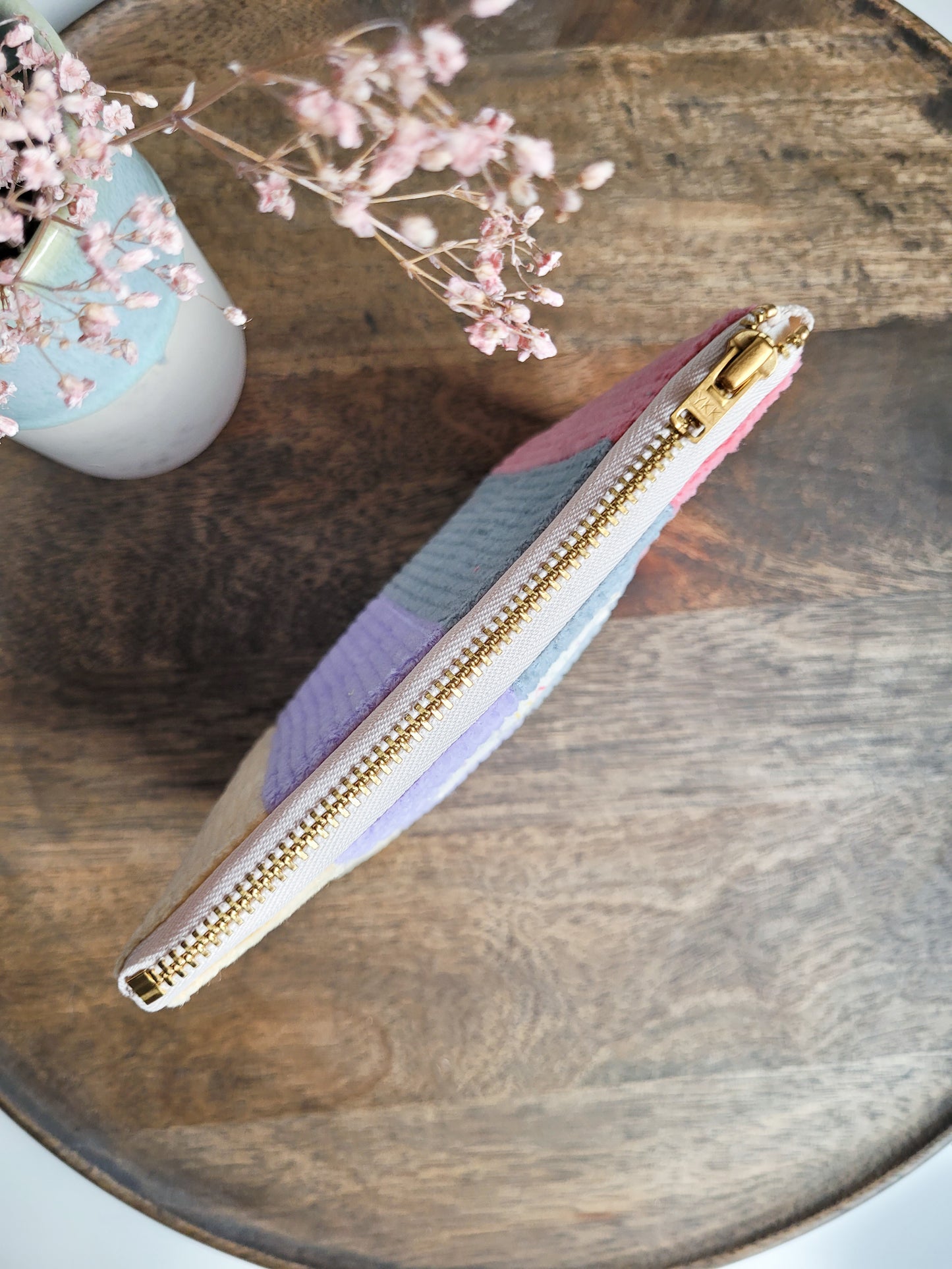 Retro Cord-Kosmetiktasche bunt mit Zipper