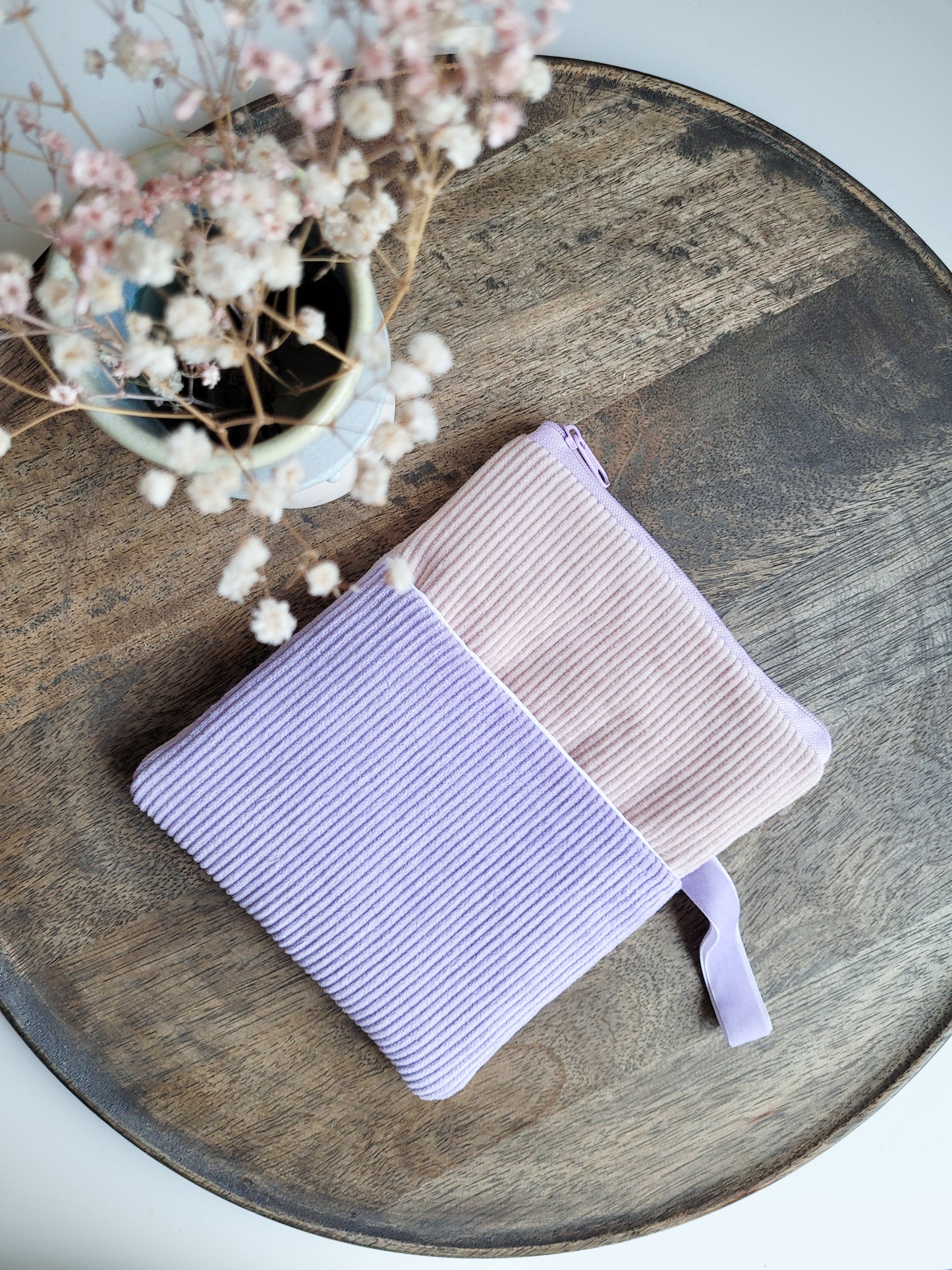 E-Reader Tasche aus Cord in Rosa & Lila, E-Book Hülle