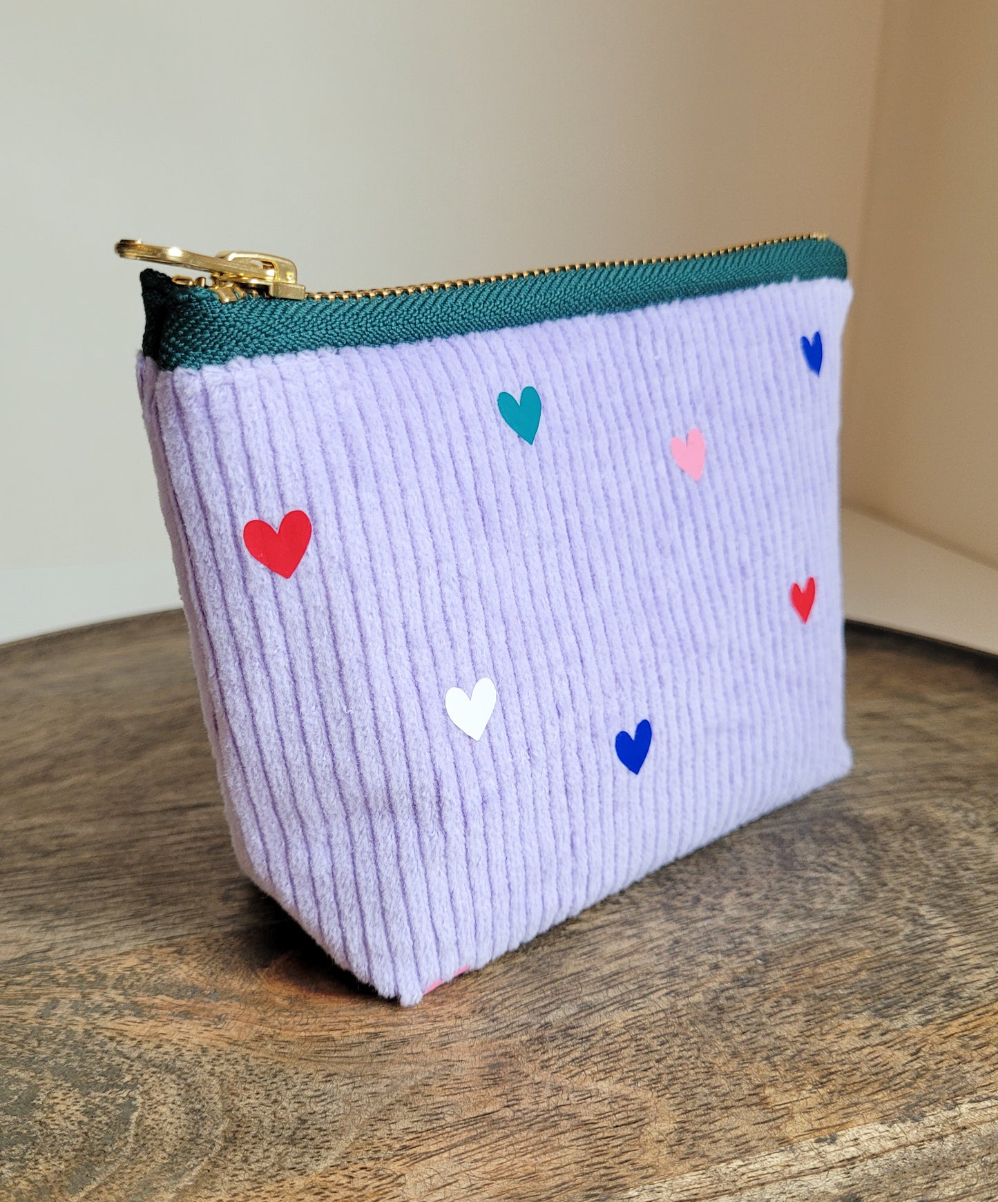 Kosmetiktasche mit bunten Herzen mit Zipper - Größe 15x10 cm