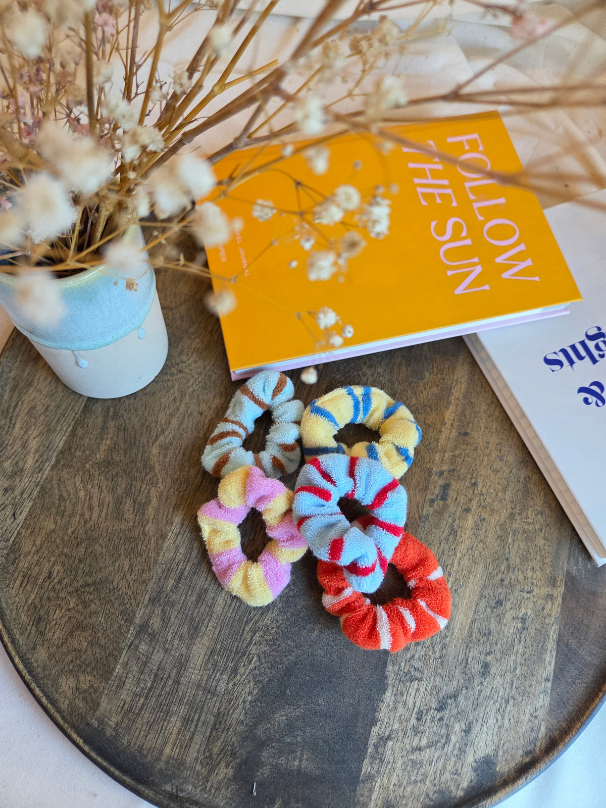 Gestreifte mini Frottee Scrunchies