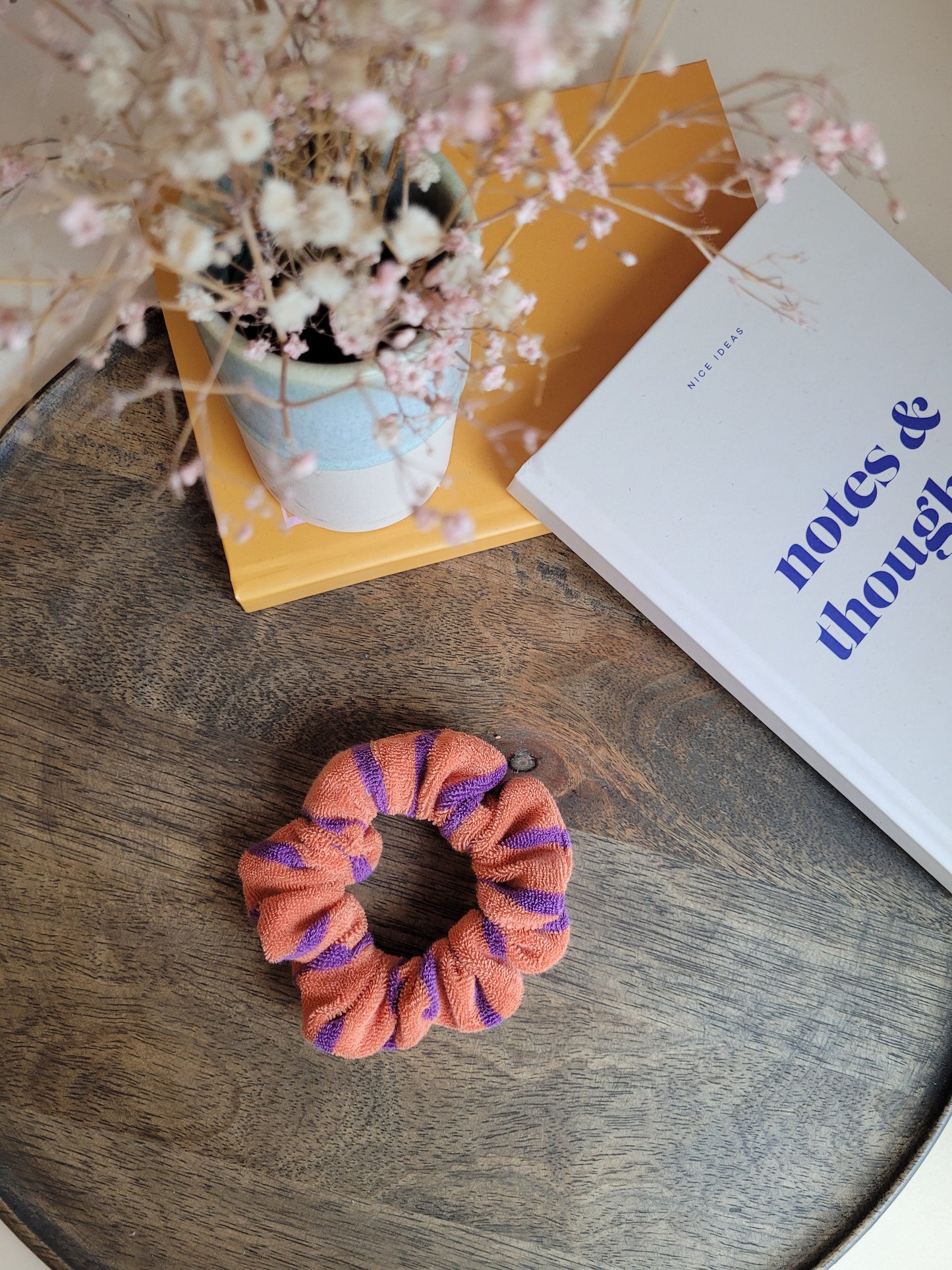 Skinny Frottee Scrunchie, gestreifte Handtuch Haargummis