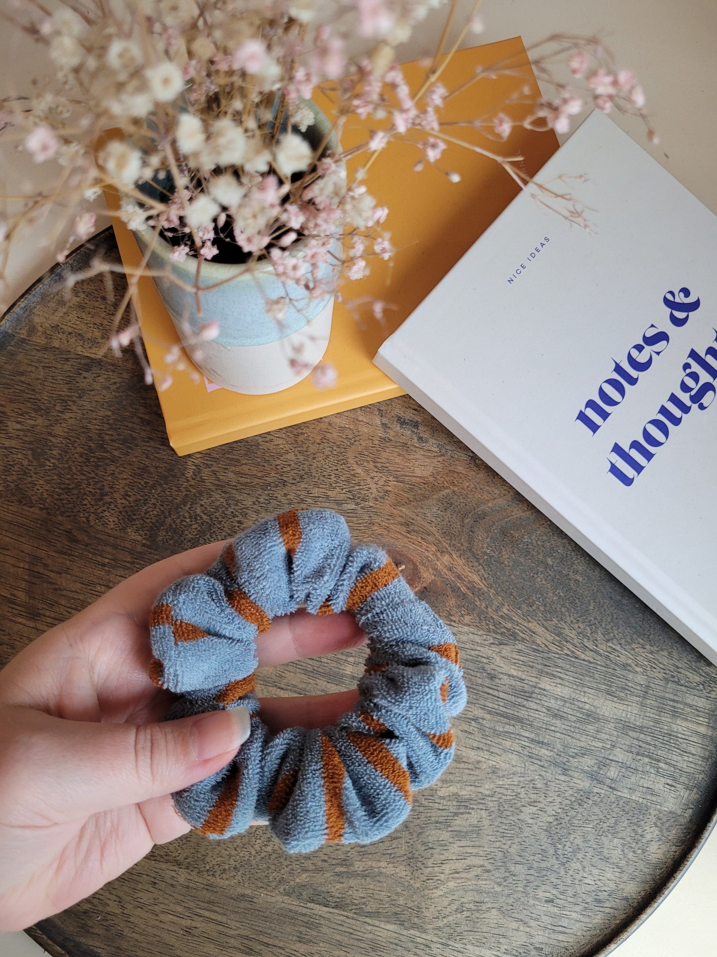 Skinny Frottee Scrunchie, gestreifte Handtuch Haargummis