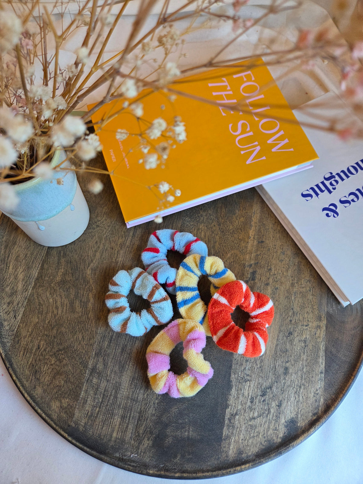 Gestreifte mini Frottee Scrunchies