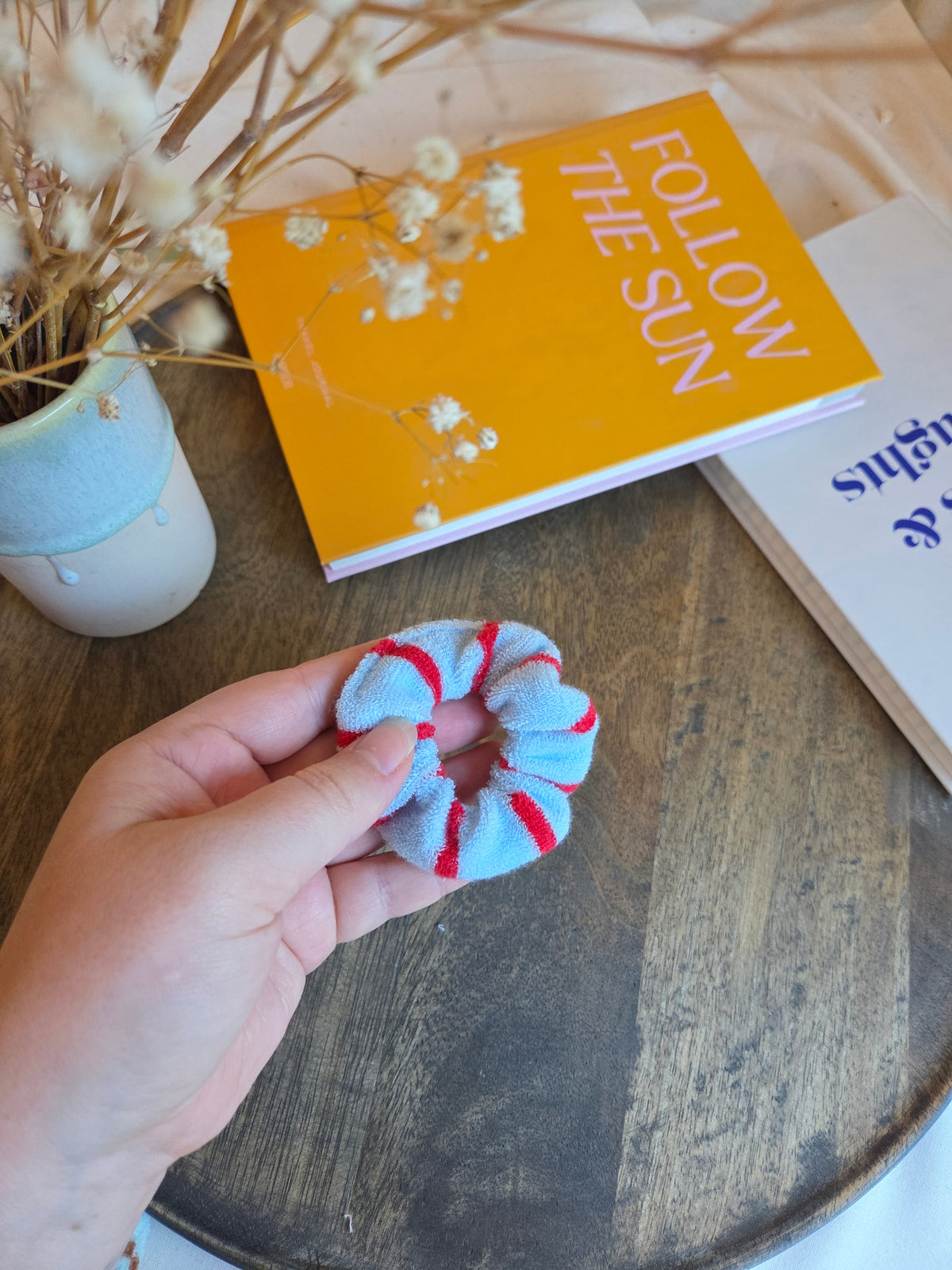 Gestreifte mini Frottee Scrunchies