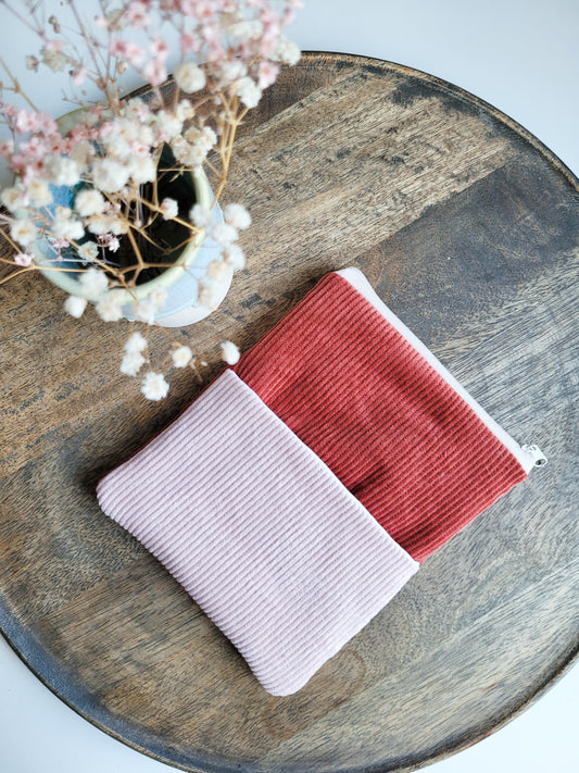 E-Reader Tasche aus Cord in Rostrot & Rosa, E-Book Hülle