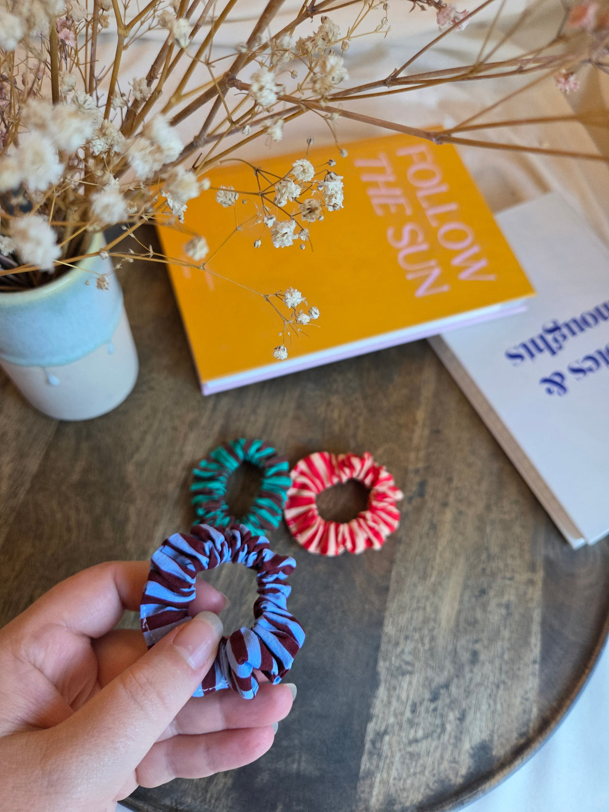 gestreifte mini Baumwoll Scrunchies