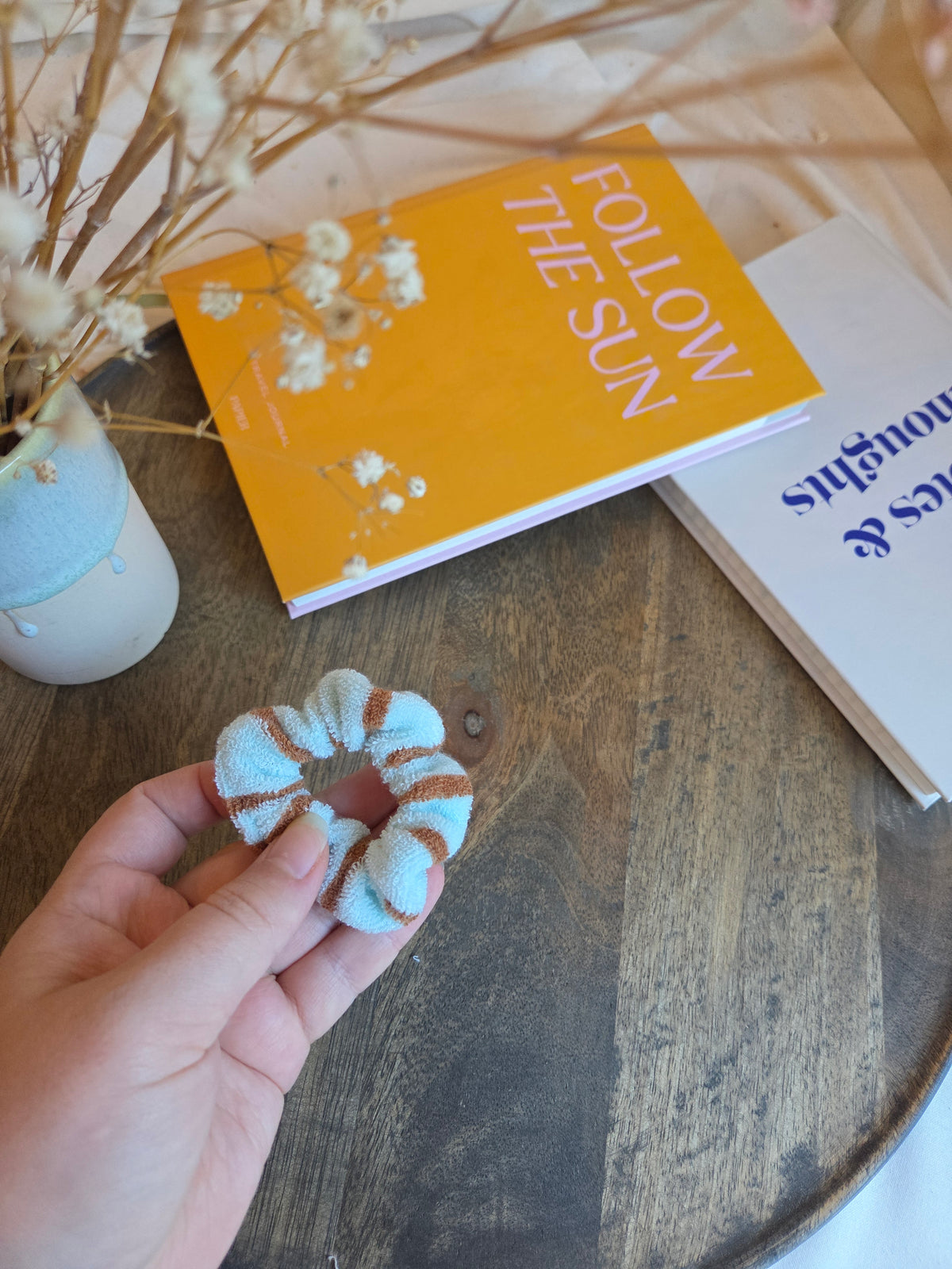 Gestreifte mini Frottee Scrunchies