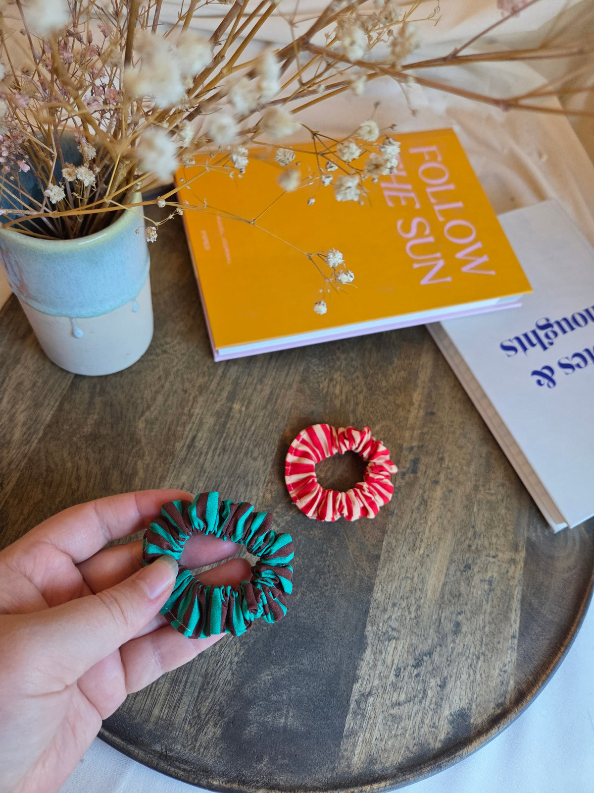 gestreifte mini Baumwoll Scrunchies