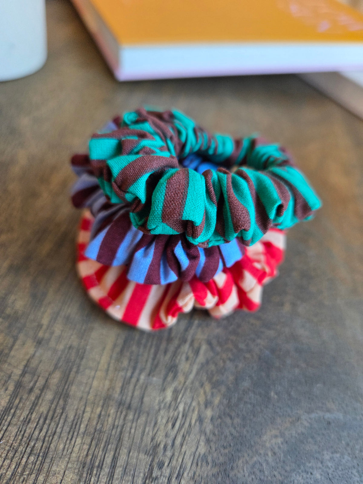 gestreifte mini Baumwoll Scrunchies