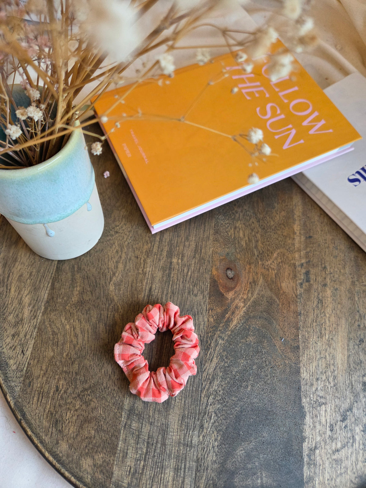 Herbst Scrunchies, orange kariert, groß und mini