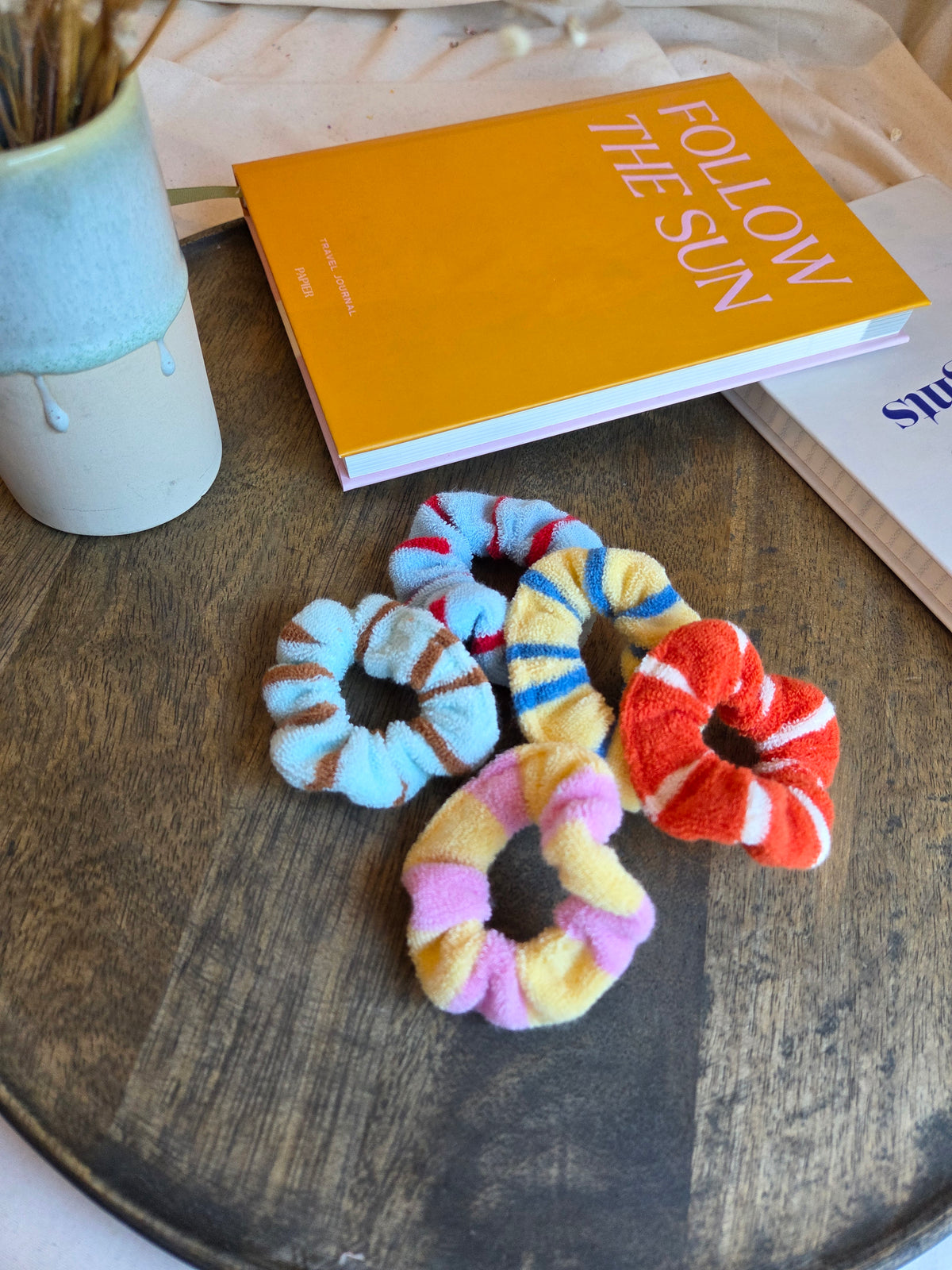 Gestreifte mini Frottee Scrunchies
