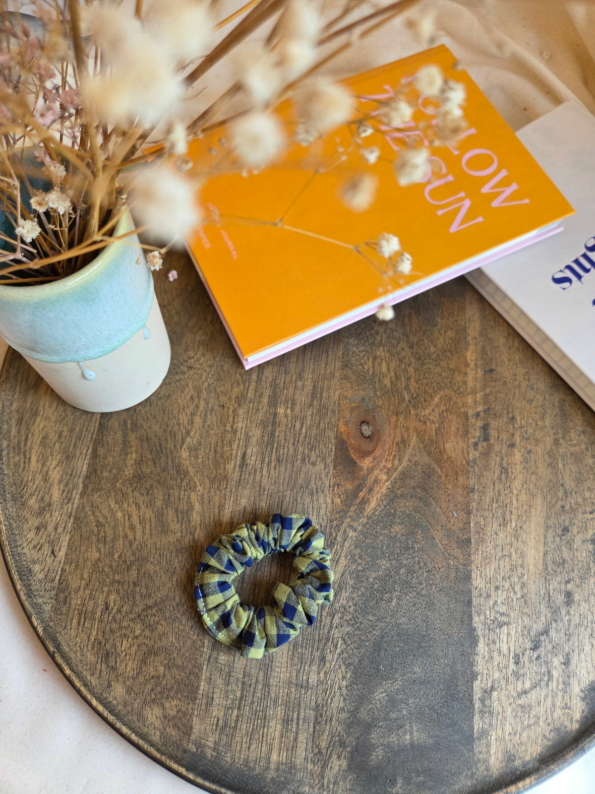 Herbst Scrunchies, grün/blau kariert, groß und mini