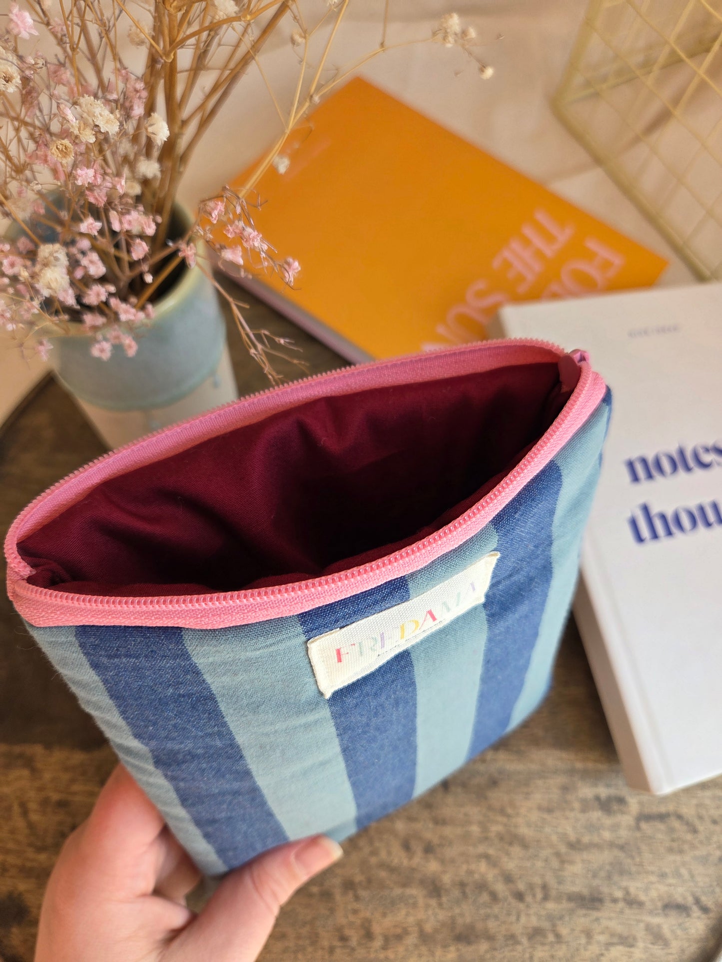 E-Reader / Laptop Tasche blaue Streifen, E-Book-Hülle mit Zipper, karierte / gestreifte Tasche für dein Notebook
