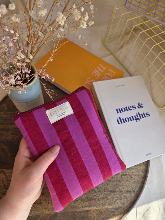 E-Reader / Laptop Tasche pinke Streifen, E-Book-Hülle mit Zipper, karierte / gestreifte Tasche für dein Notebook